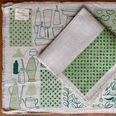 Placemat: Yankee Doodles 112, c.1951, Green and Sage