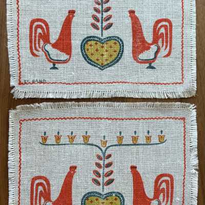 Design 1: Rooster napkin.
