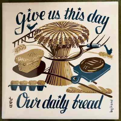 Matching tile: Daily Bread 512 in blue.: Image: Worthpoint.com