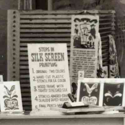 Signage explaining silkscreen printing process.: Cropped from top image.