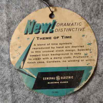Front of tag from a “Theme of Time” box clock.: Kathie Ferguson Collection. Image: Kathey Ferguson