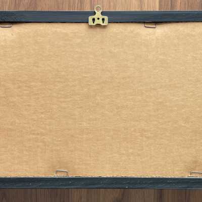 Back of frame.: Handwritten notation of item number and frame color, 612-1 BLK, upper right corner.