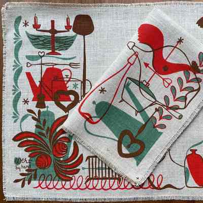 Placemat: Yankee Doodles 112, c.1957, Red