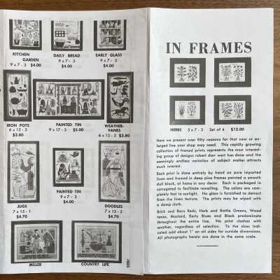 Herbs 57-3, set of four, appears on the brochure cover, right.: From “Country Prints in Frames”, c.1955.
