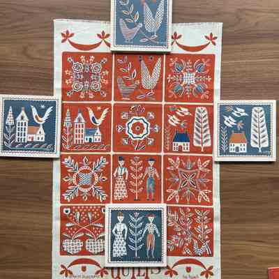 Quilts 203 towel/wallhanging/runner with matching tiles; see “Towels/Wallhangings”.: PKM collection.