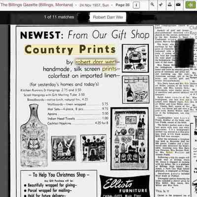 A 1957 newspaper ad with the Bird and House T-17 tile, lower left.: The Billings Gazette, Billings Montana, Nov. 24, 1957. Image: Newspapers.com
