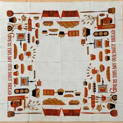 Tablecloth: Daily Bread 453, c.1957, 52”x52”, Brick Red
