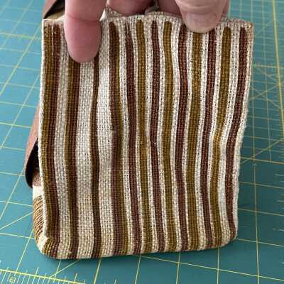 Striped ends of bag.