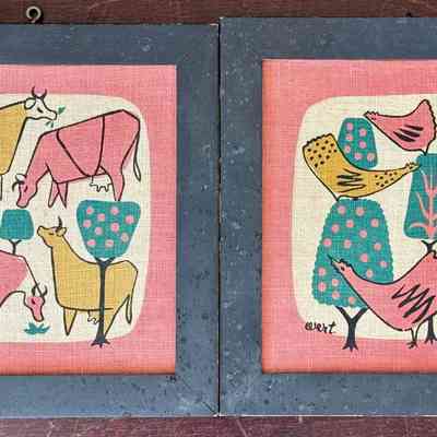 Examples in black painted Country Prints flat tile frames.: Collection of Kathryn Zentner. Images: Kathryn Zentner.