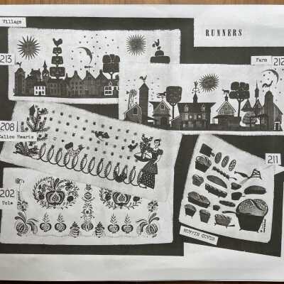 Farm 212 table runner, top right corner.: From “Mat Sets by Robert Darr Wert/Country Prints”, p.4., c.1960. Image: PKM