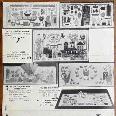 New Flock 225 runner, third row, right.: From “Robert Darr Wert/Country Prints Kitchen Hangings”, c.1954. Collection of Sara Leeper.