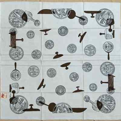 Tablecloth: Buttermolds 451, c.1959, 52”x52”, Brown