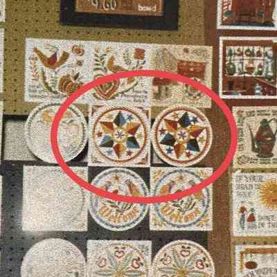 Square and round hex tiles in a Country Prints trade show booth, c.1963.: Collection of Sara Leeper.