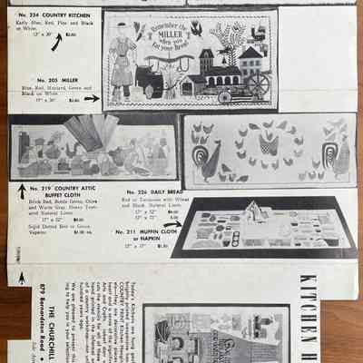 Miller 205 table runner, second row.: From “Robert Darr Wert/Country Prints Kitchen Hangings”, c.1953. Collection of Sara Leeper. Image: PKM