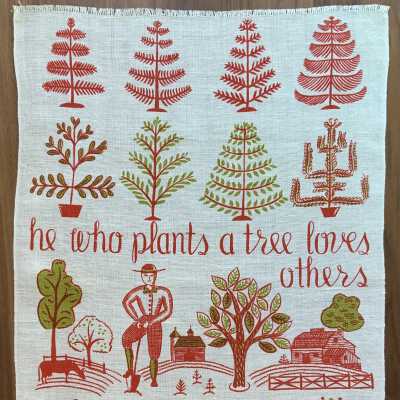 Towel, Wallhanging: Tree 208, Red