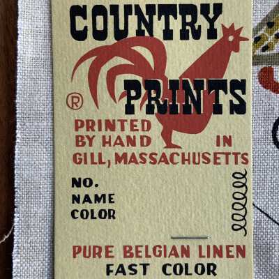 Yellow Country Prints product tag, 1960’s.: Missing item number and name.