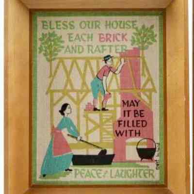 House Blessing (TK) print in a c.1960 Country Prints frame.: Image: EBTH.com