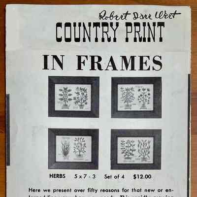 Branding, Brochure: c.1955 Country Prints In Frames (Retail)