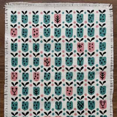 Napkin, Cocktail: Calico Hearts 318, Aqua