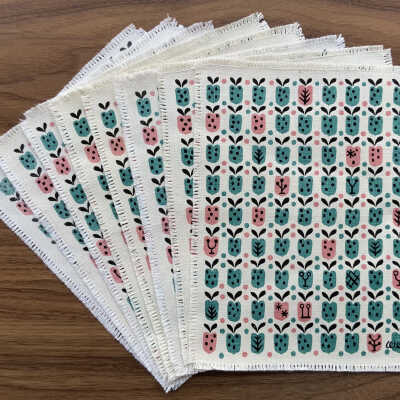 Set of eight cocktail napkins.: PKM collection.