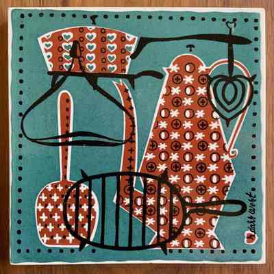 Matching tile: Calico Kitchen T-21; see “Country Print Tiles” entries.: PKM collection. Image: PKM