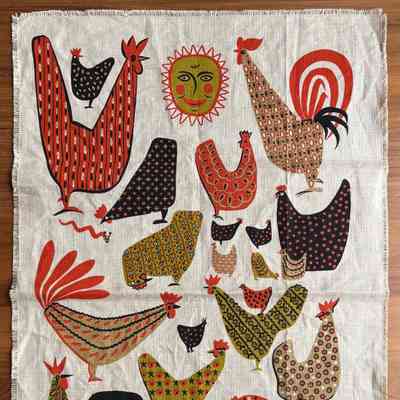 Towel, Wallhanging: Calico Morn 207 (aka: U279), Mustard & Black