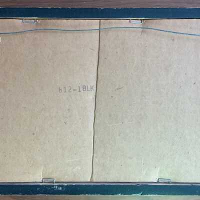 Back of framed print.: Item number is rubber-stamped on backing board.