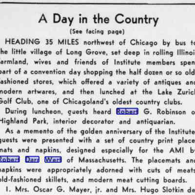 A column in The National Provisioner, the magazine of the American Meat Institute.: October 13, 1956.