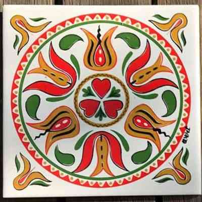 Tile: Pennsylvania Dutch, Tulips (TK), Square