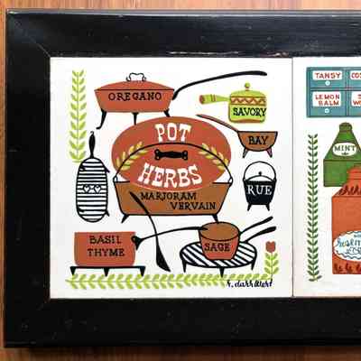 Tile, Framed Double: Pot Herbs T-12 & Tea Herbs T-13