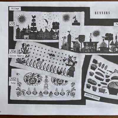 Tole 202 table runner, lower left corner.: From, “Mat Sets by Robert Darr Wert/Country Prints”, c.1960.