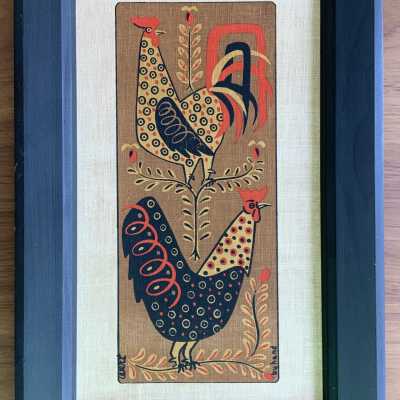 Roosters print.