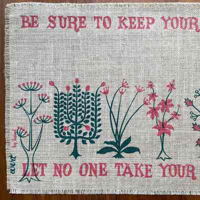 Placemat: Garden 147, Pink and Green on Tan