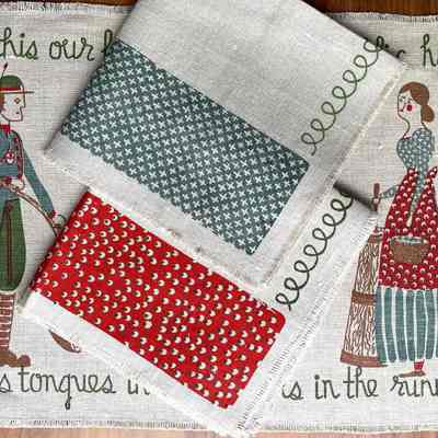 Placemat with two possible matching napkins.: Collection of Sara Leeper.