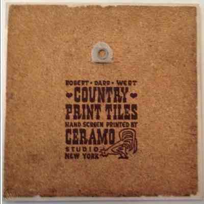 Tile back with Country Print Tiles/Ceramo Studio imprint.
