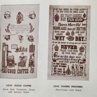 Tavern Proverbs U245 towel/wallhanging, right.: From “Country Prints by Robert Darr Wert and Neighbors”, c.1966. Image: Clark Peramo