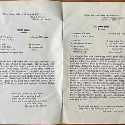 Pages 2 and 3, Wheat Bread and Anadema Bread recipes.