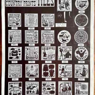 Marjoram T-72, Third row, second from left.: From “Robert Darr Wert/Country Print Tiles”, c.1960. Collection of Sara Leeper.