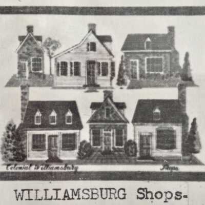 Williamsburg Shops, one of pair.: Cropped from brochure image below.