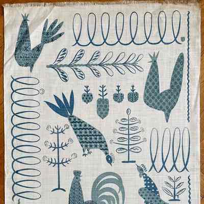 Towel, Wallhanging: Bird Runner 207, c.1951, Blue