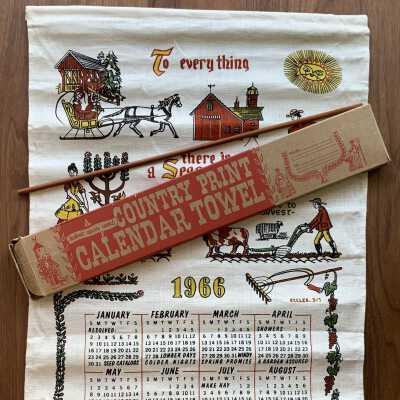 Four Seasons 510 calendar towel with a Country Prints box.: PKM collection.