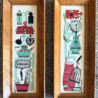 Prints in c.1960 antique birch Country Prints frames.: Collection of Kathryn Zentner.