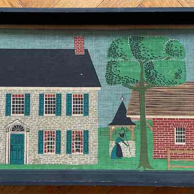 Framed example of House print in black painted Country Prints frame, late 1950’s.: Collection of Sara Leeper.