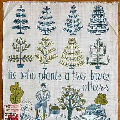 Towel, Wallhanging: Trees 208, Blue
