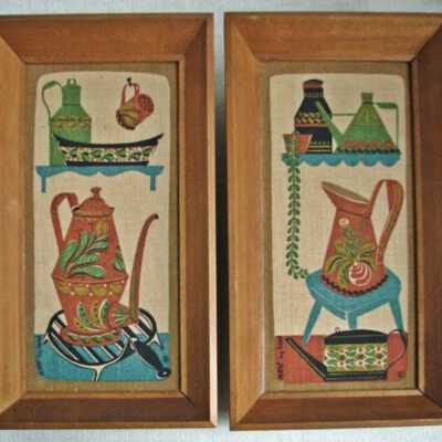 Painted Tin 612-? (TK) pair in c.1960 natural wood Country Prints frames.: Image: unknown Etsy.com reseller