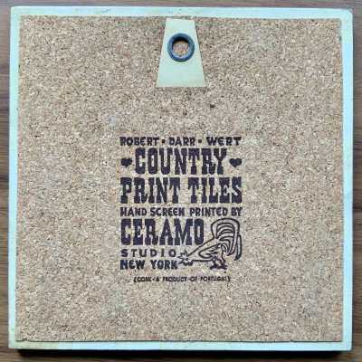 Tile back with Country Print Tiles/Ceramo Studio imprint.: Full cork back, c.1962.