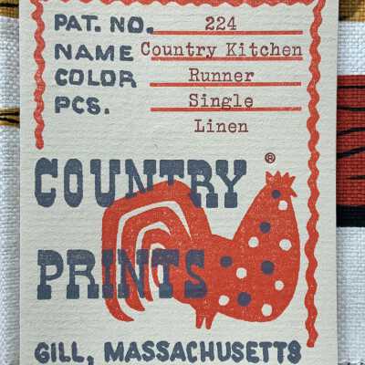 Country Prints tag with product info.