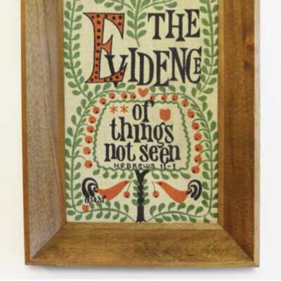 Example printed on yellow linen in a c.1959 Country Prints natural wood frame.: Image: OdettesVintage, Etsy.com.