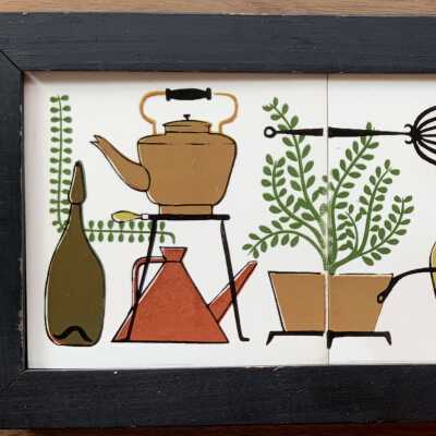 Tile triptych in black painted Country Prints frame.