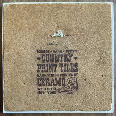 Tile back with Country Print Tiles/Ceramo Studio imprint.